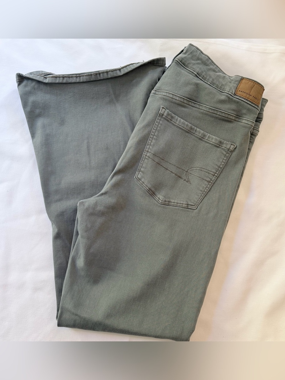 American Eagle Women’s High Rise Flare Jeans Green/Gray Stretch 5-Pocket Denim